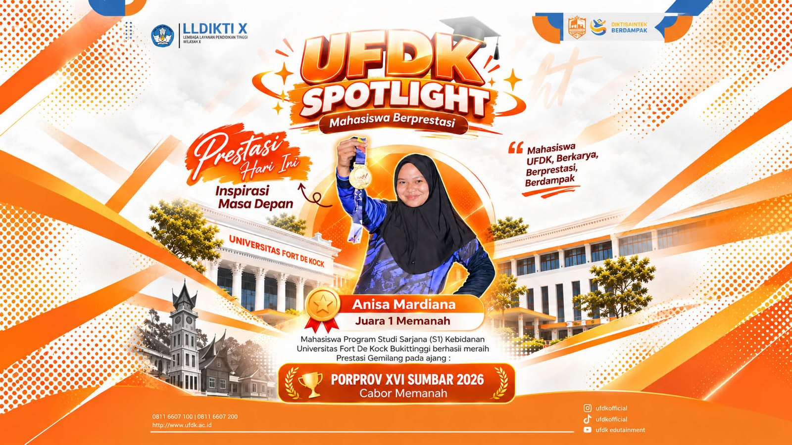 Mahasiswa UFDK Raih Juara 1 Cabang Panahan pada PORPROV XVI Sumbar 2026