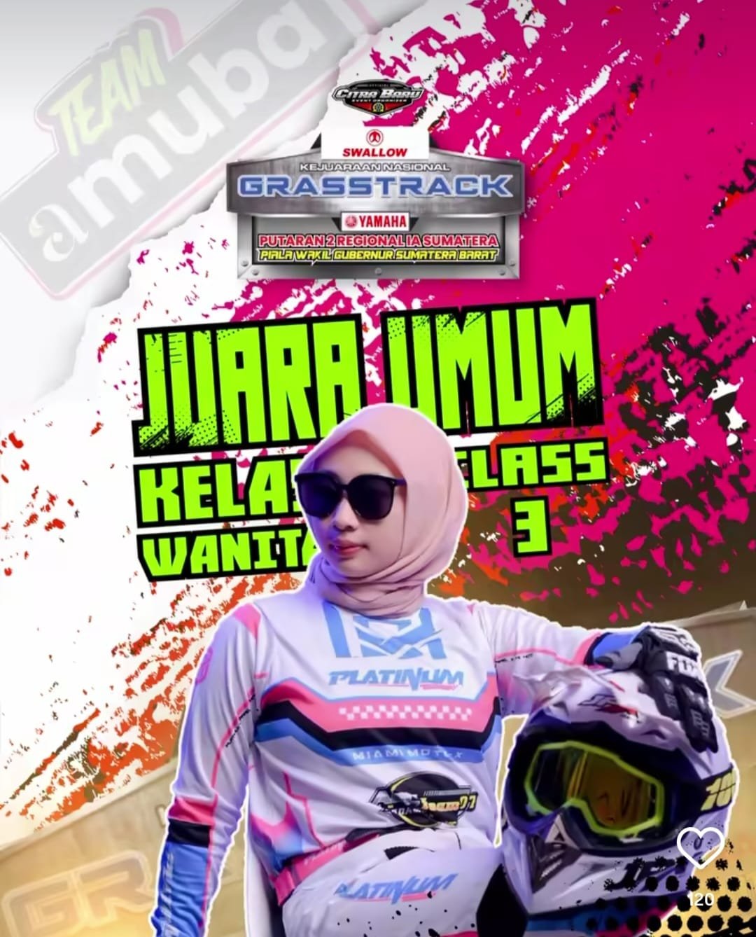 Sinta Setia Ningrum, Mahasiswi Kebidanan Universitas Fort De Kock, Raih Juara Umum Kejuaraan Nasional Grass Track